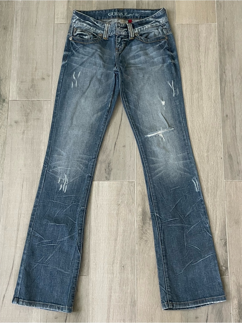 Guess LA 1981 Daredevil Bootcut Jeans Women’s 26 Distressed Y2K Stretch Denim